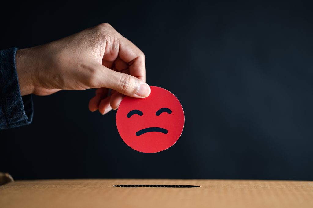 Customer Experience dissatisfied choose bad face emoticon paper